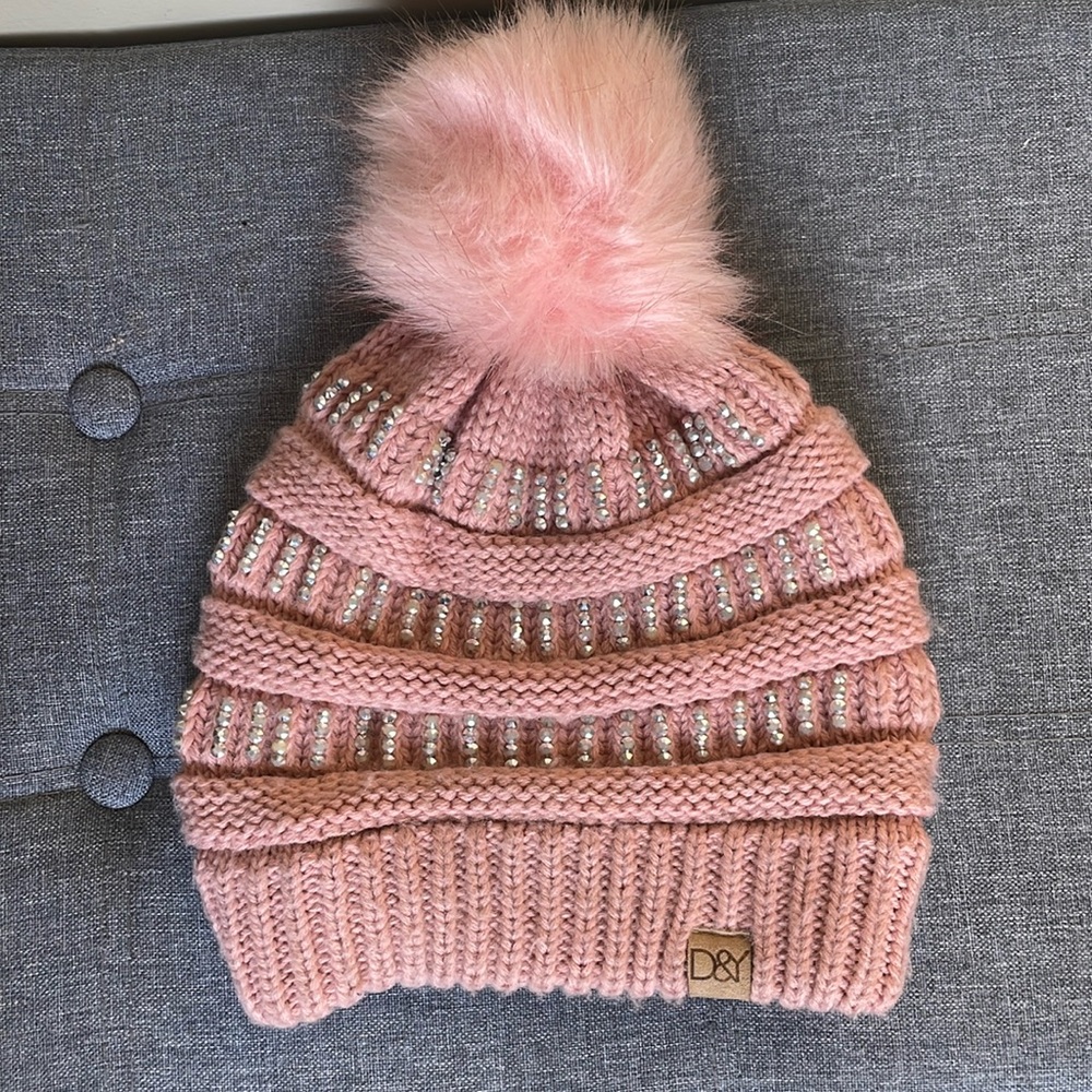 Pink glitter Pom Pom Touqe